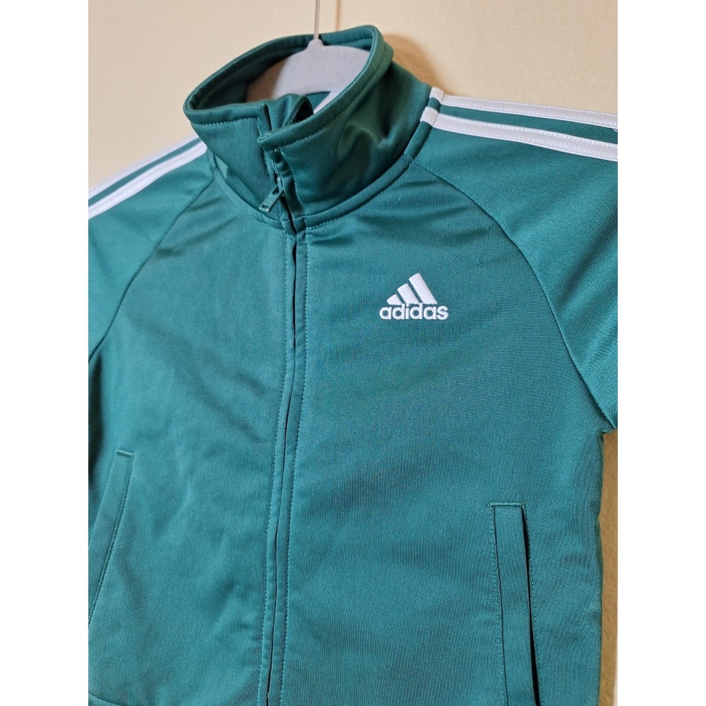 Adidas Kids Athletic Track Jacket Green Size 24Mo Full Zip Logo 3 Stripes Unisex
